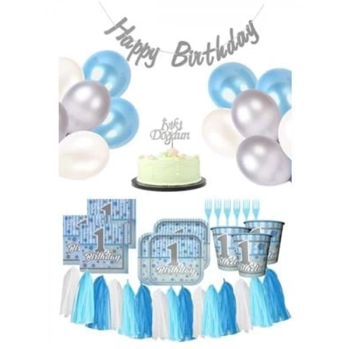 3E Grup - Nedi Peçete 20 Li Doğum Günü Balonlu+kız Erkek Bebek 05912
