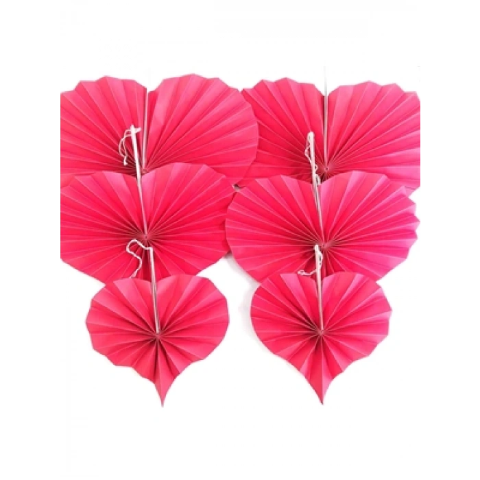 3E Grup - Nedi Üç Boy Petek Kalp Süs 6lı Pastel Kırmızı 80565-7