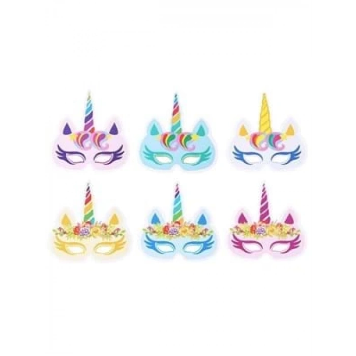 3E Grup - Nedi Unicorn Karton Maske 6lı 56453
