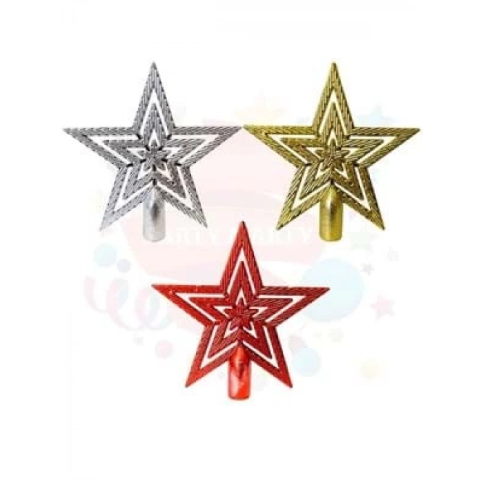 3E Grup - Nedi Yılbaşı Ağaç Süsü 10 Cm Tepelik Yıldız Metalik 3lü As35