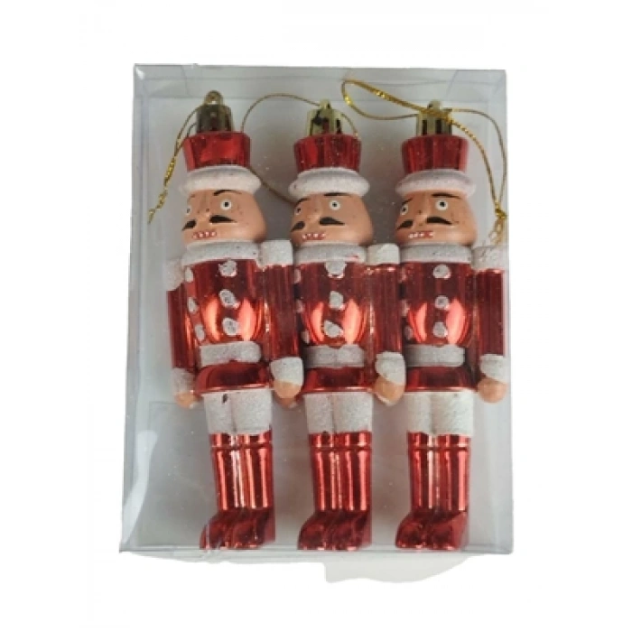 3E Grup - Nedi Yılbaşı Ağaç Süsü 13cm Kurşun Asker 3lü 6387