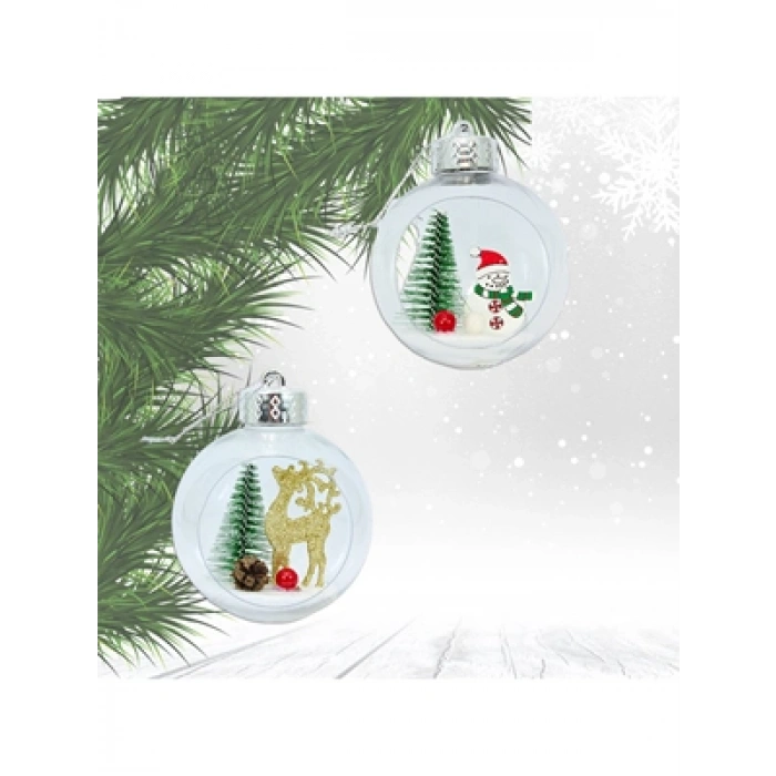 3E Grup - Nedi Yılbaşı Ağaç Süsü 8cm Teraryum Noel Dekorlu 2li 6384