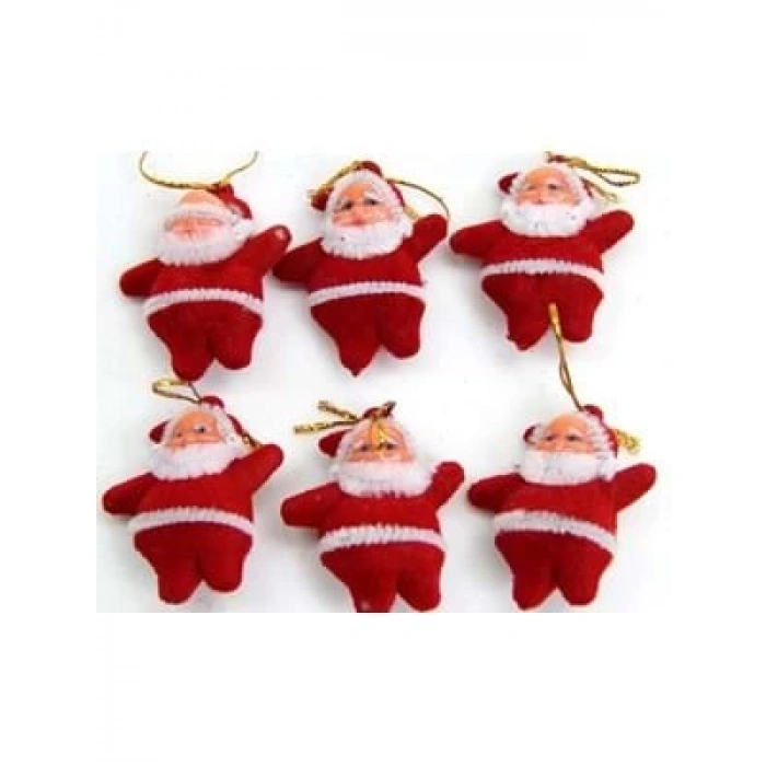 3E Grup - Nedi Yılbaşı Ağaç Süsü Noel Baba Kırmızı 6lı As14