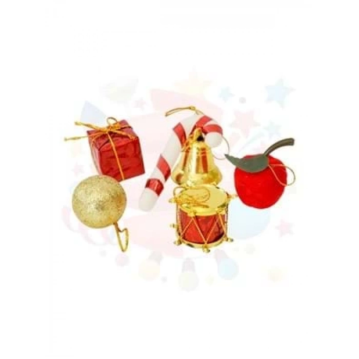 3E Grup - Nedi Yılbaşı Ağaç Süsü Şeker Kamışı Trampet Top Hediye Kutu Elma Nedı-3