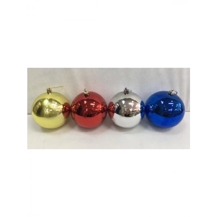 3E Grup - Nedi Yılbaşı Top Süs 10 Cm Metalik Karışık Renkler 4lü 10004m