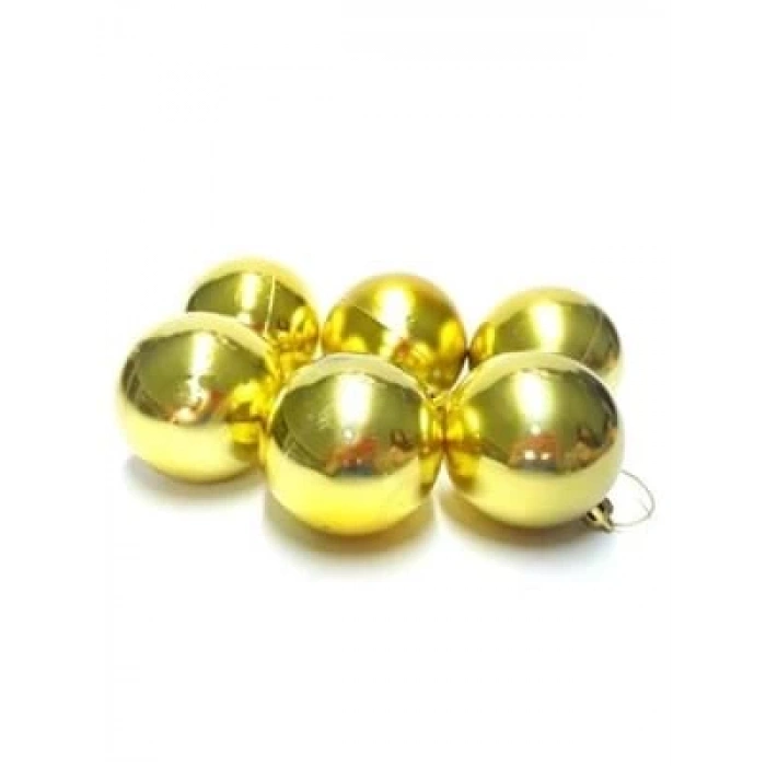3E Grup - Nedi Yılbaşı Top Süs 6 Cm Metalik Altın 6lı 6006g