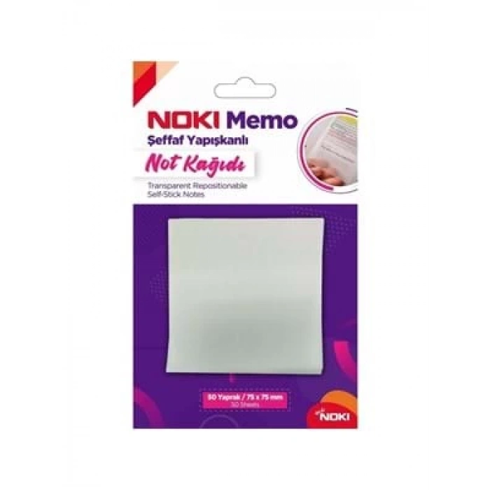 3E Grup - Noki Memo 75x75 Yapışkanlı Not Kağıdı Şeffaf 12300