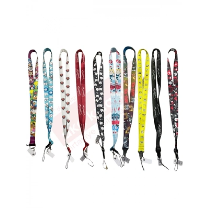 3E Grup - Nurgün 2 Cm Yaka Kartı Askısı Desenli