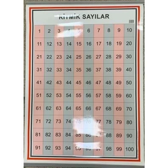 3E Grup - Odak 50x70 Ritmik Sayılar 1den 100e Kadar Selefonlu Çıtalı