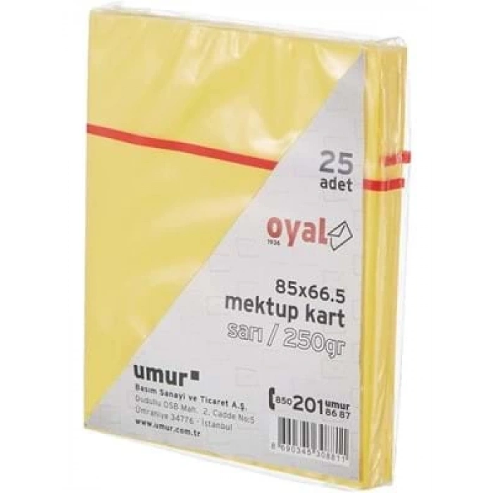 3E Grup - Oyal 66.5x85 Mektup Kartı 25li 250 Gr M.renkler