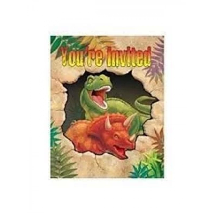 3E Grup - Parti Dünyası Dinozor Davetiye+zarf 8 Li