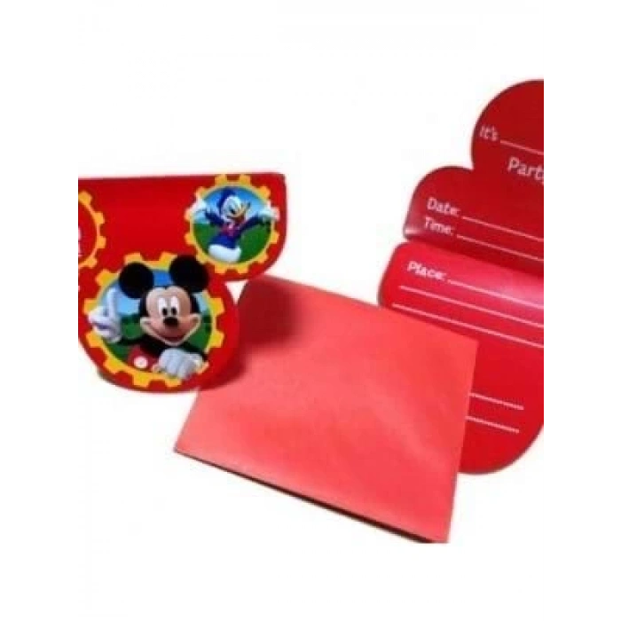 3E Grup - Parti Dünyası Mıckey Davetiye+zarf 6 Lı