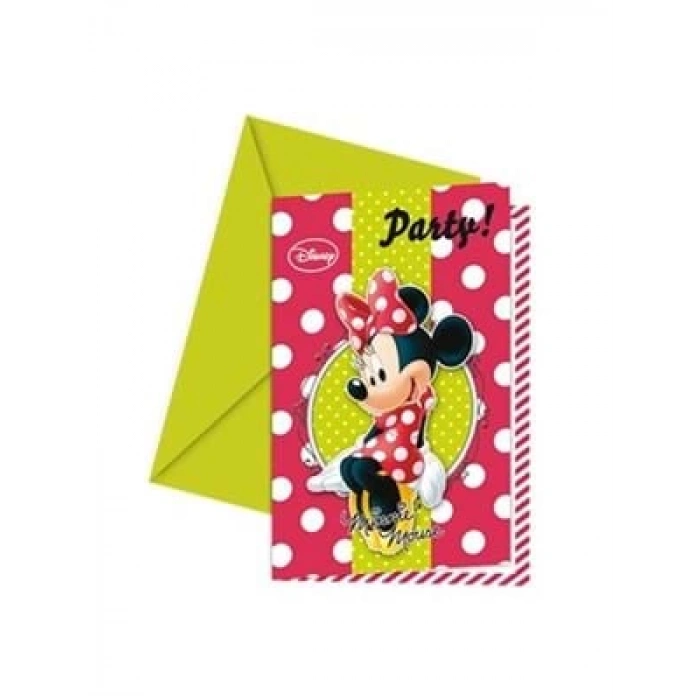 3E Grup - Parti Dünyası Mınnıe Mouse Davetiye+zarf 6 Lı 8102012