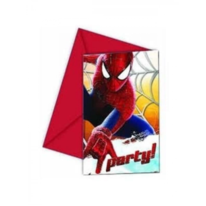 3E Grup - Parti Dünyası Spıderman Davetiye+zarf 6 Lı 474