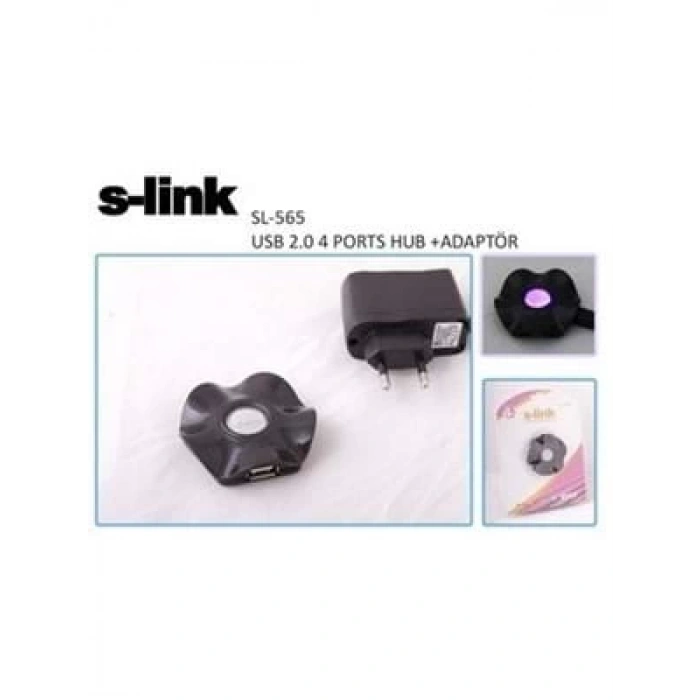 3E Grup - S-link Sl-565 4 Port Usb 2.0 Adaptörlü Hub Usb Çoğaltıcı