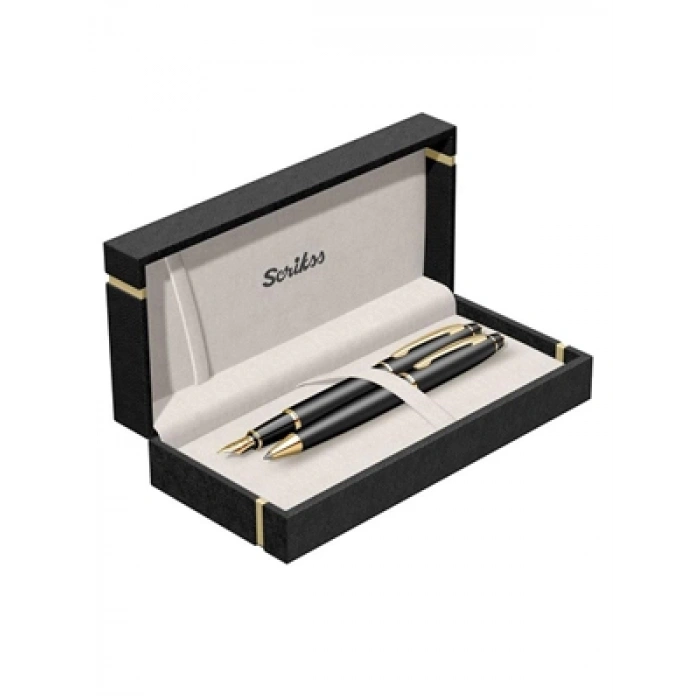 3E Grup - Scrikss 35 Dolma+tükenmez Kalem Takımı Mat Siyah Altın