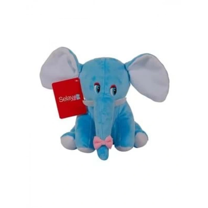 3E Grup - Selay 20x17 Cm Peluş Oturan Fil Mavi 1286