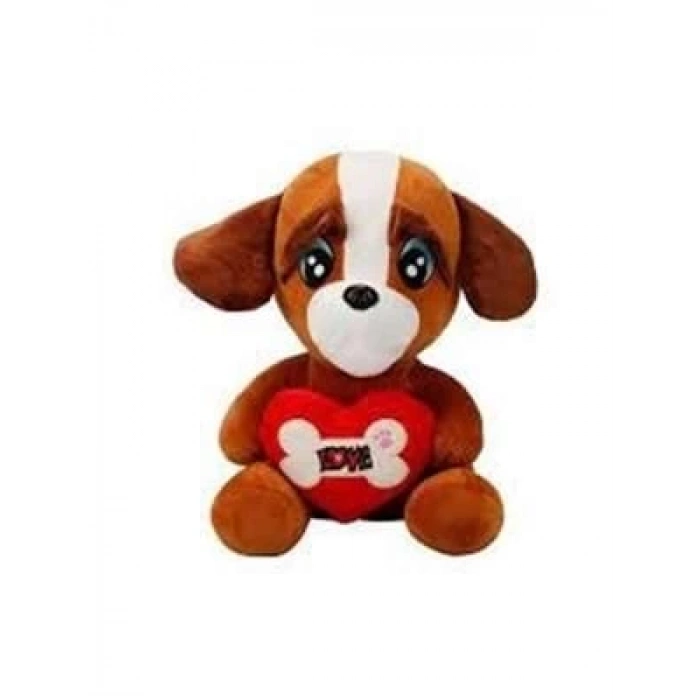 3E Grup - Selay 30 Cm Peluş Oturan Sevimli Köpek Ekru 1291