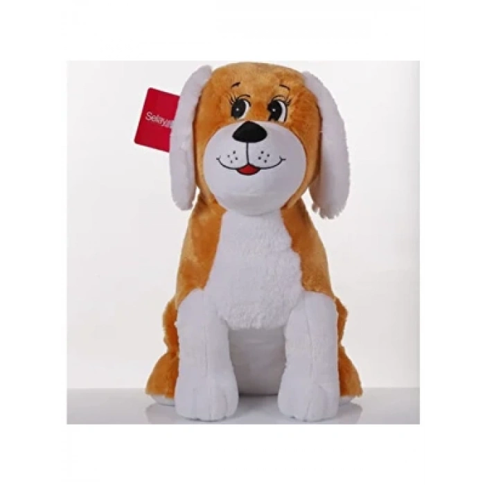 3E Grup - Selay 30 Cm Peluş Oturan Sevimli Köpek Kahverengi 1291