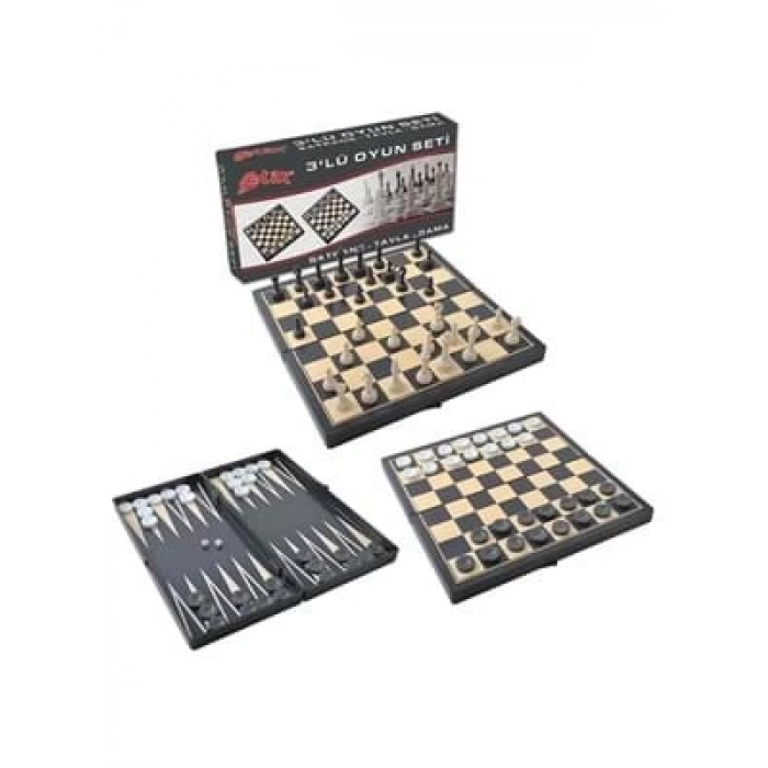 3E Grup - Star 3lü Oyun Seti Satranç Tavla Dama 1060179