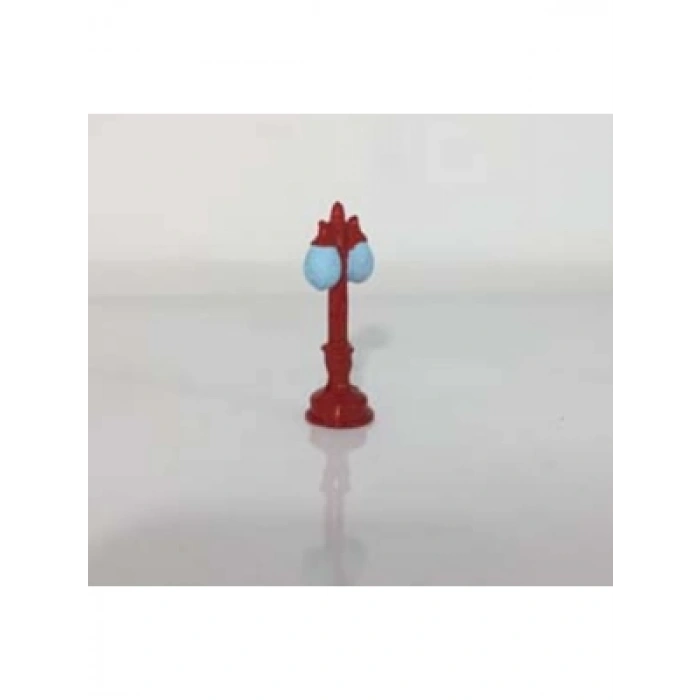 3E Grup - Sükseli Teraryum Objesi Sokak Lambası Kırmızı Direk Mavi Işık S16-12139