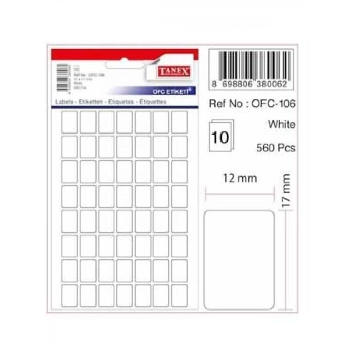 3E Grup - Tanex 12x17 Poşet Ofis Etiketi Beyaz Ofc-106