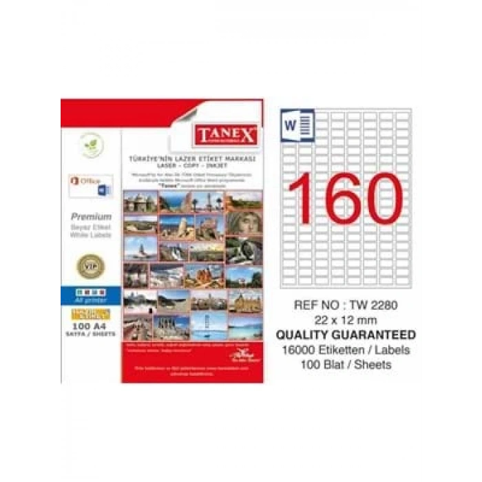 3E Grup - Tanex 22x12 Laser Etiket 100 Lü Tw-2280