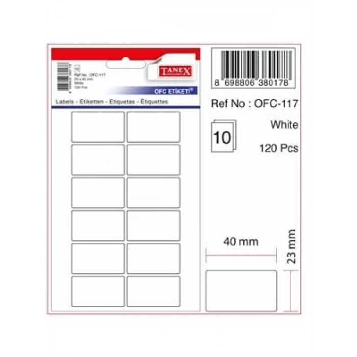 3E Grup - Tanex 23x40 Poşet Ofis Etiketi Beyaz Ofc-117
