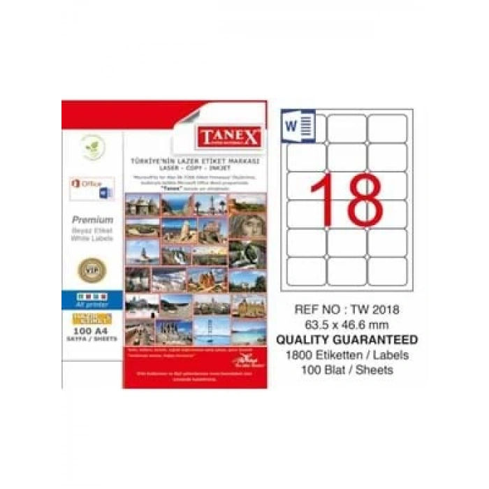 3E Grup - Tanex 63.5x46.6 Laser Etiket Tw-2018