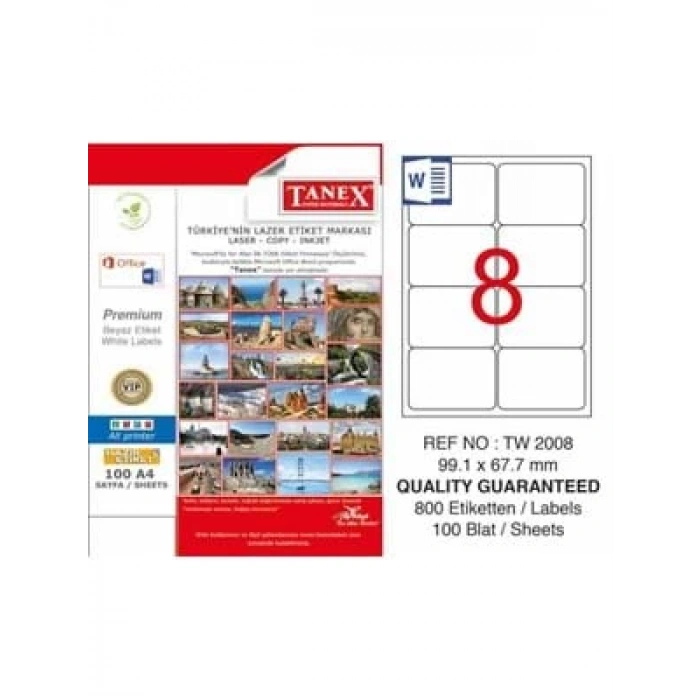 3E Grup - Tanex 99.1x67.7 Laser Etiket 100 Lü Tw-2008