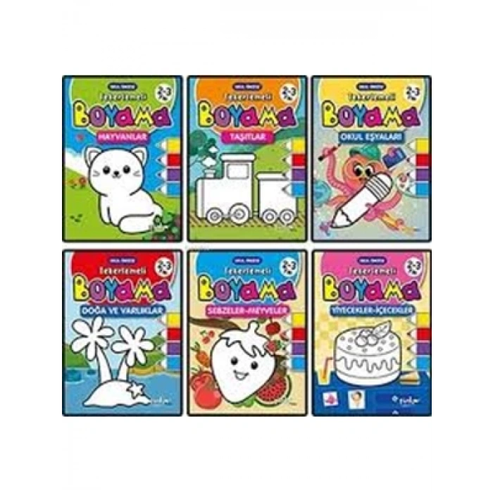 3E Grup - Tekerlemeli Boyama (6 Kitap) - Pinokyo Yayınları