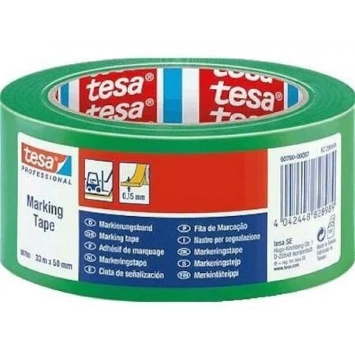 3E Grup - Tesa 50 Mmx33 Mt Markıng Tape Zemin İşaretleme Bantı Yeşil 60760-00097-15