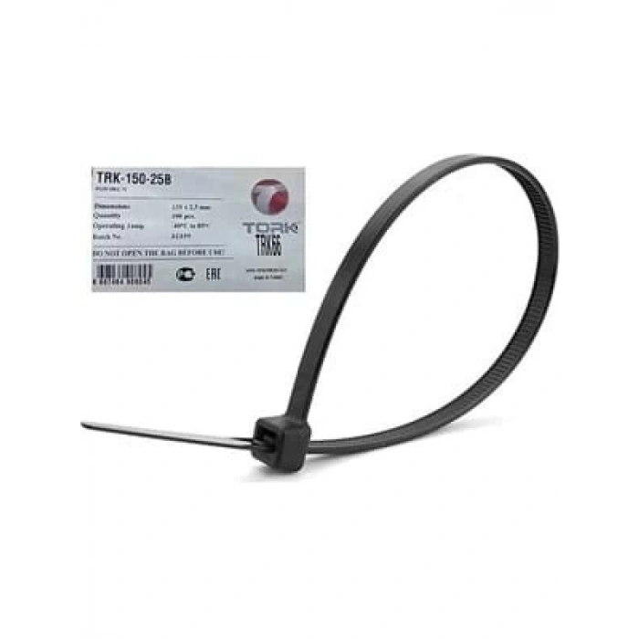 3E Grup - Tork Trk-150x2,5mm 100lü Siyah Kablo Bağı