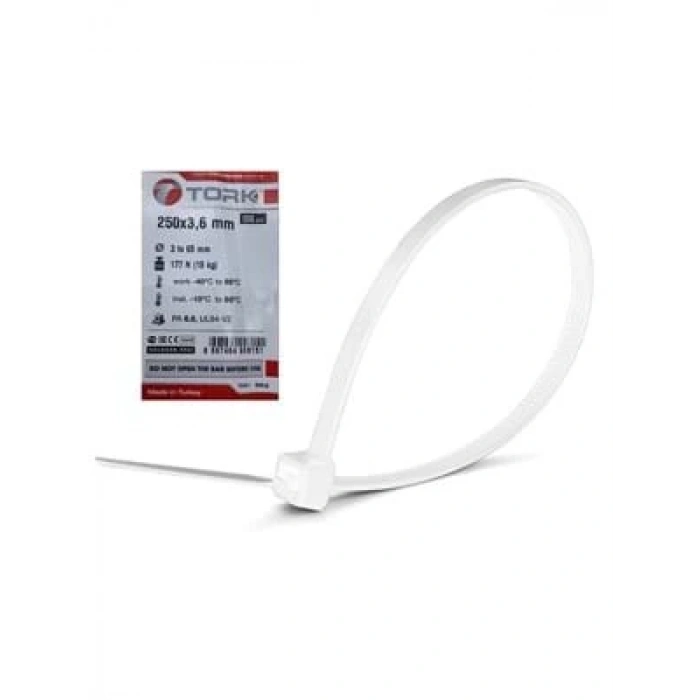 3E Grup - Tork Trk-250x3.5mm 100lü Beyaz Kablo Bağı