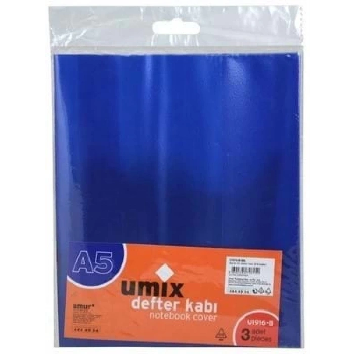3E Grup - Umix A5 Defter Kabı Mavi 3 Lü U1916