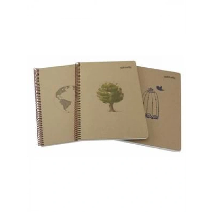 3E Grup - Umur Mynote Kraft A4 Sert Kapak Spiralli Defter Kareli 120 Yp Uc37006-k