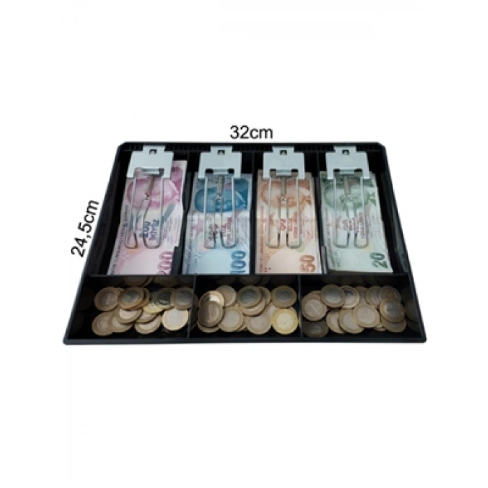3E Grup - Universal 4 Banknot 3 Madeni Bölmeli Plastik Para Çekmecesi İçi