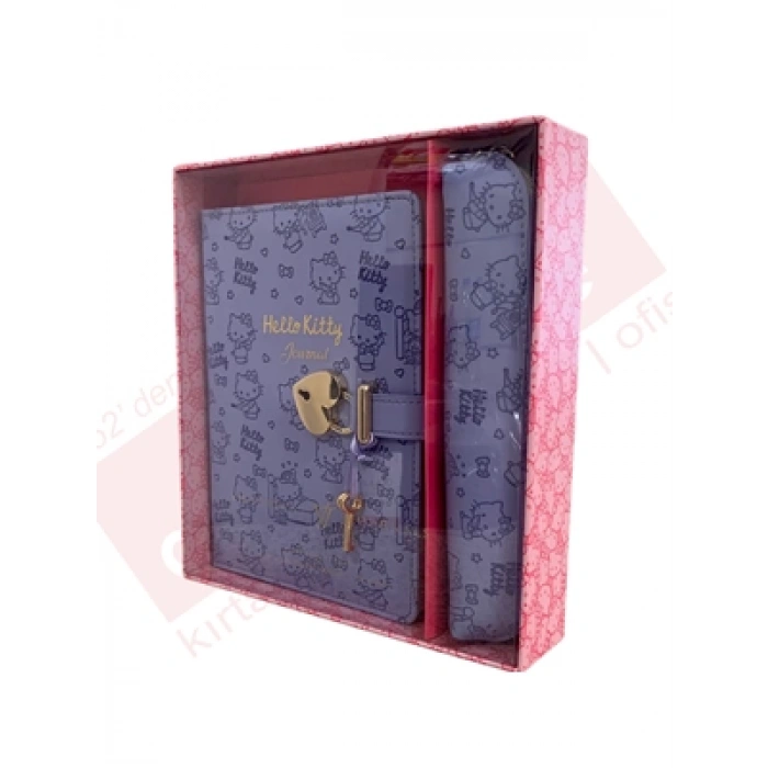 3E Grup - Victorias Journals 13x18 Hello Kitty Hush Hush Kilitli Çiz.defter 160yp+kalemlik 525-1972