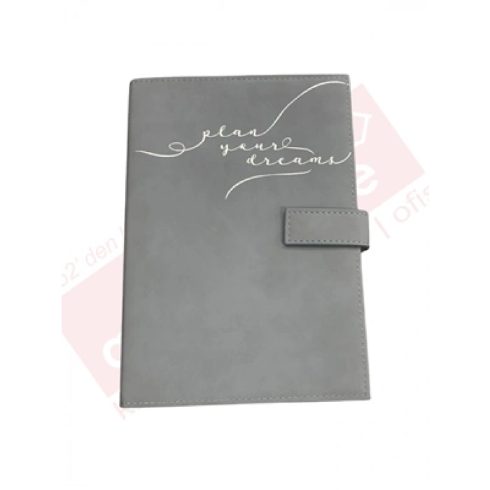 3E Grup - Victorias Journals A5 Vegan Deri Kap.geçmeli Tarihsiz Planlayıcı 224 S. Gri 524-1948
