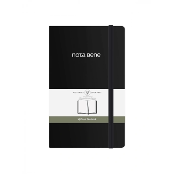 3E Grup - Victorias Journals Classic 13x21 Sert Kapak Çizgili Defter Siyah 400 Sf 123-9219