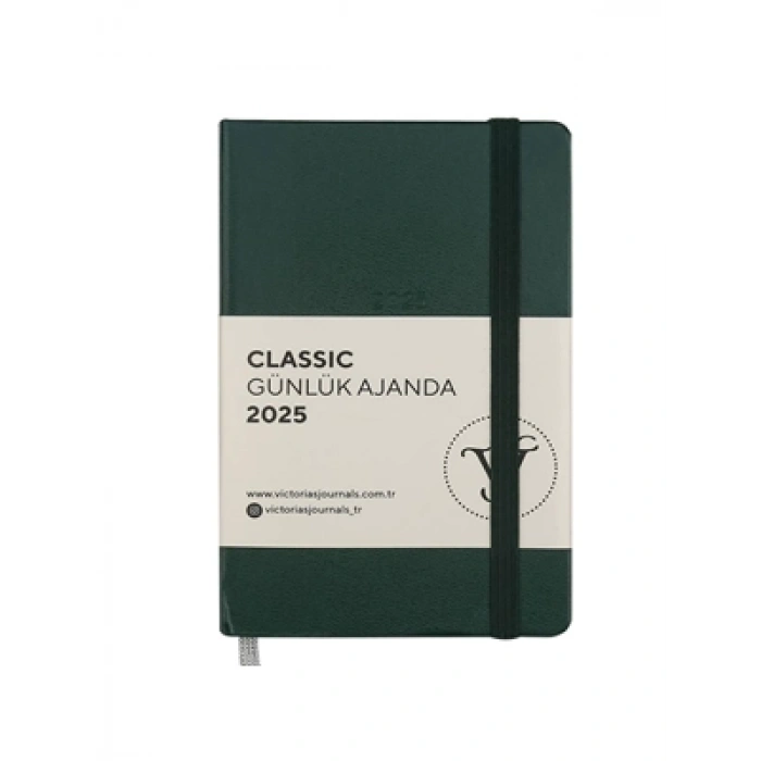 3E Grup - Victorias Journals Classic 9x14 Günlük Ajanda Sert Kapak Ivory Yeşil 124-1486 2025