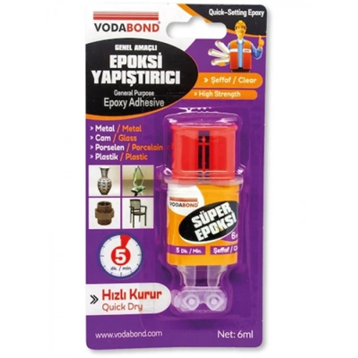 3E Grup - Vodabond 6 Ml Rapid Şırınga Epoksi Yapıştırıcı Şeffaf 47047
