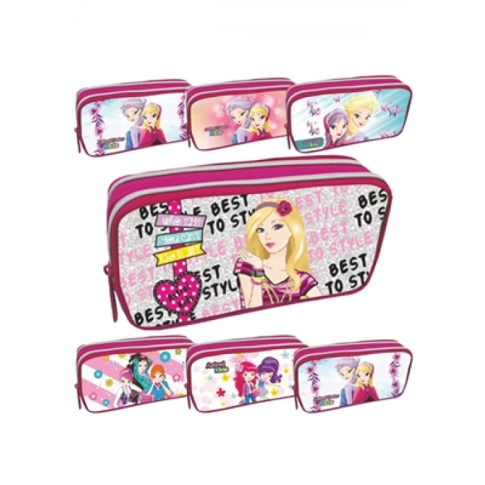 3E Grup - Yıldız Çift Gözlü Kalem Çantası (kız Çocuk İçin) 10726
