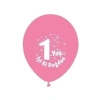 3E Grup - Nedi Party Marty Baskılı Balon 1 Yaş İyi Ki Doğdun Pembe 16lı Pm-12159
