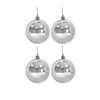3E Grup - Nedi Yılbaşı Top Süs 10 Cm Metalik Gümüş 4lü 10004s