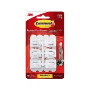3E Grup - 3m Command İz Bırakmayan Mini Beyaz Askı 6 Lı 17006