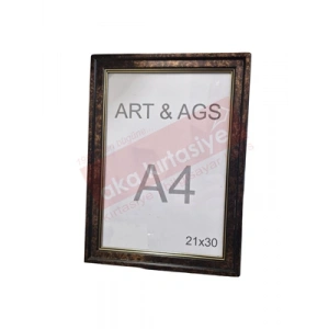 3E Grup - Art&ags A4 35 Mm Ahşap Görünümlü Çerçeve Altın Yaldızlı Kahve