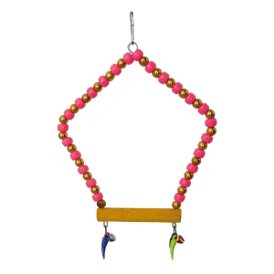 3E Grup - Beşgen Çanlı Muhabbet Kuşu Salıncağı 7-14 cm Renkli