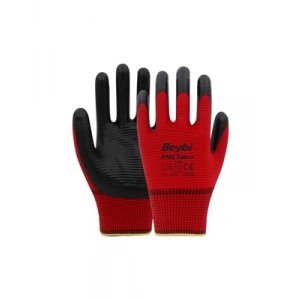3E Grup - Beybi Nitril Tırtıklı Pn5 10 Beden Kırmızı Siyah Eldiven