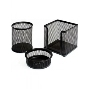 3E Grup - Bion Perforeli Masaüstü Kalemlik Seti 3lü Siyah 9305